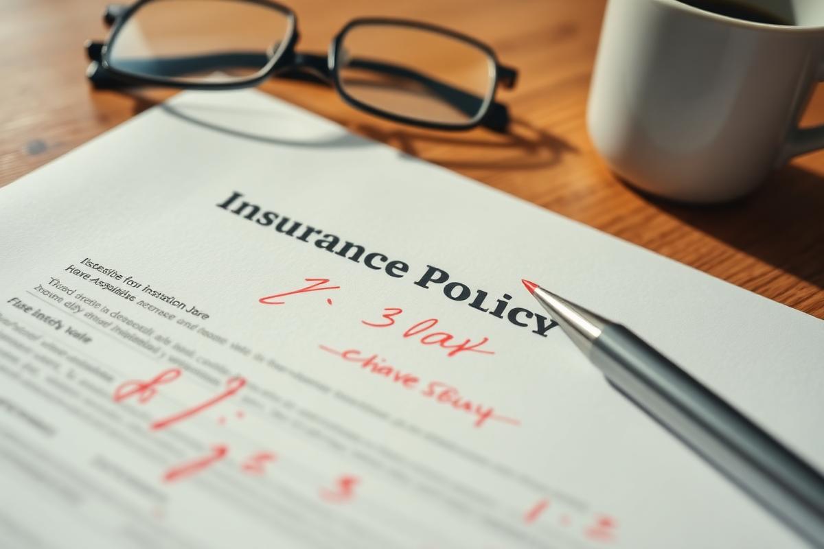 Insurance policy being reviewed line by line